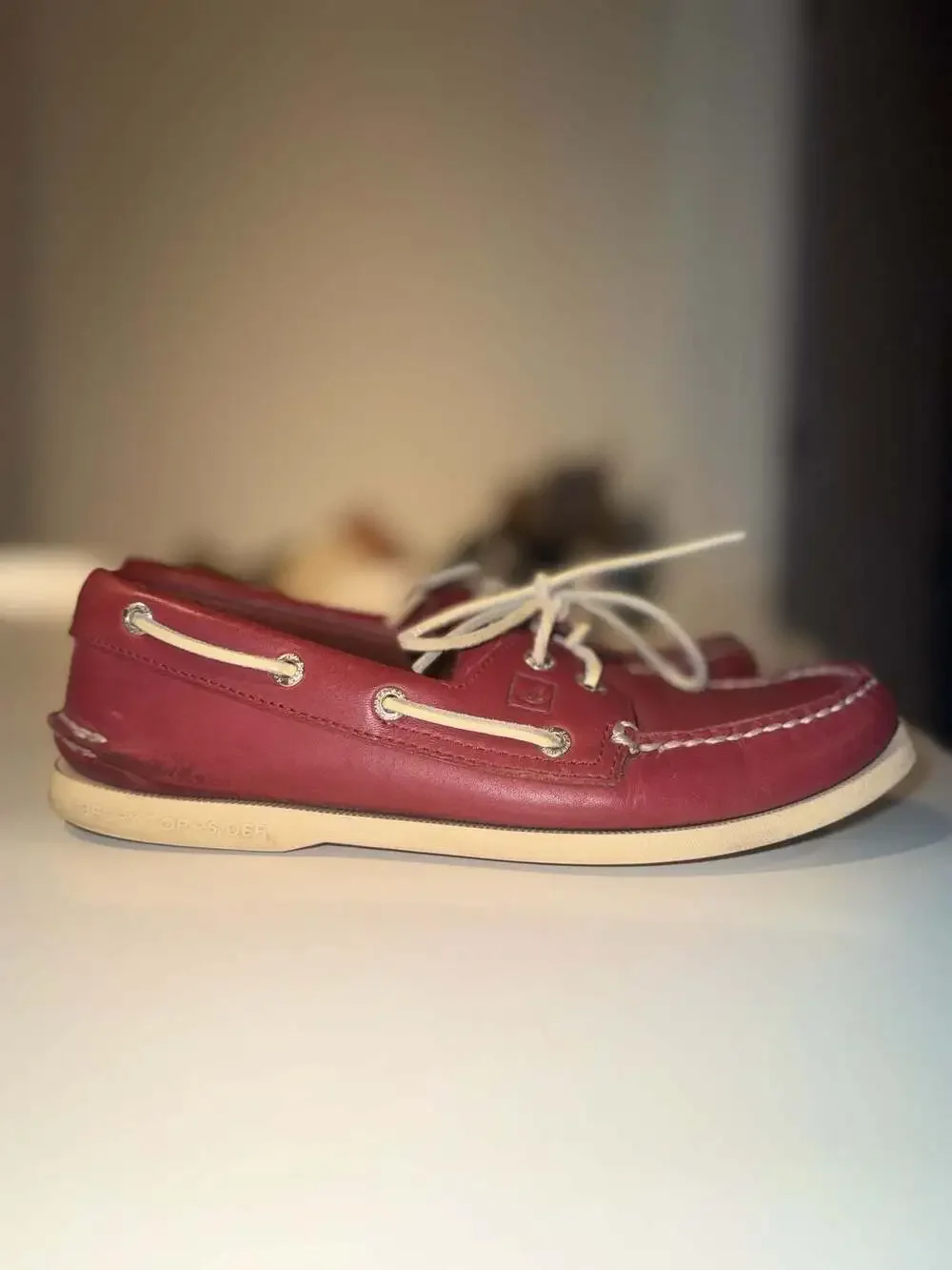 Sperry Top-Sider Authentic Original Boat Shoes Men's 8 M Red Leather